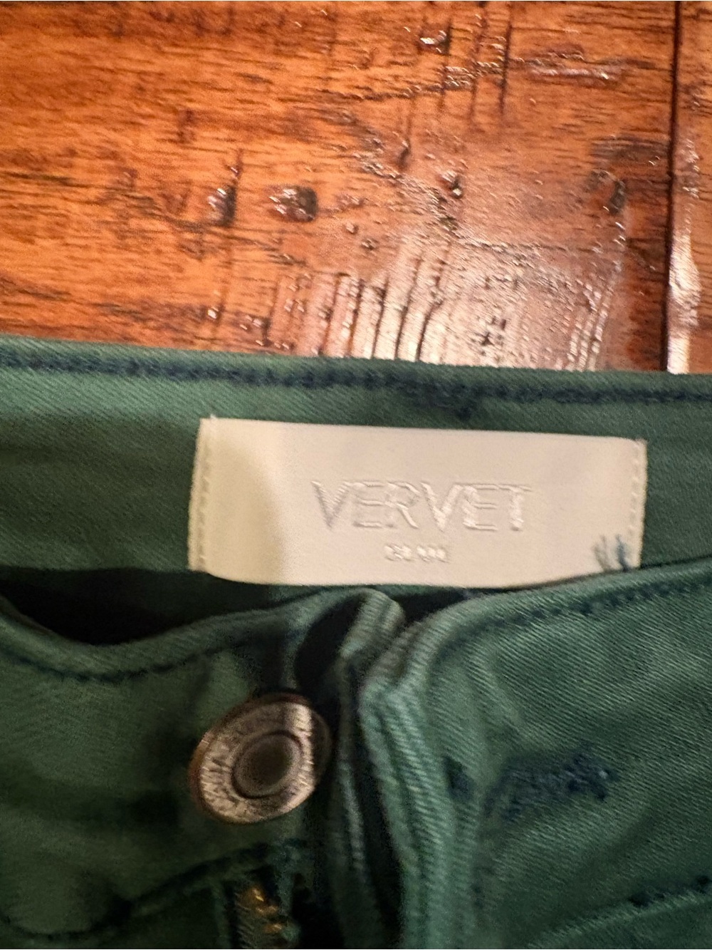 Vervet Green Wide Leg Crop Jeans Size 30 Raw Hem Stretch 27” Inseam - Picture 2 of 7
